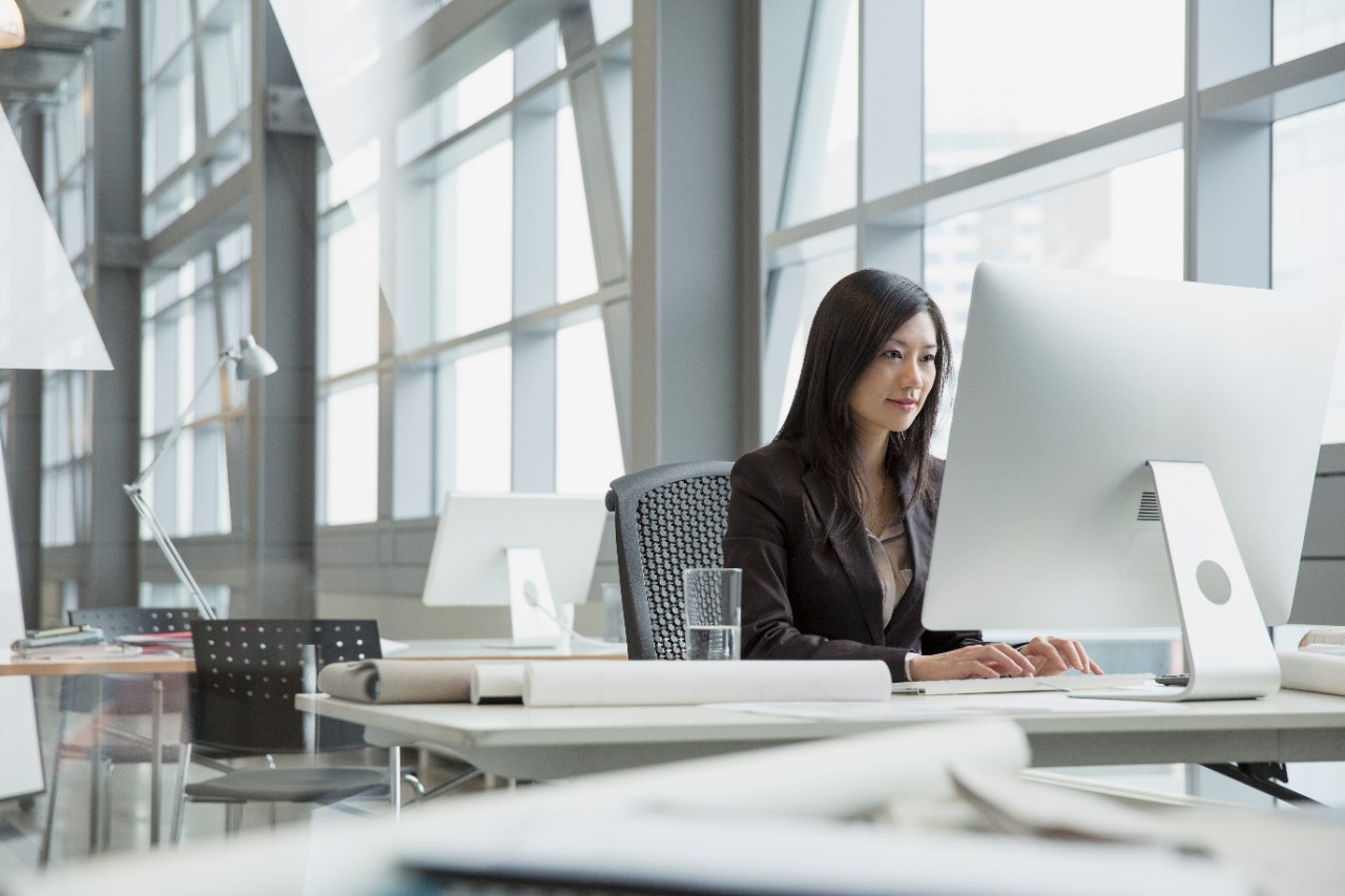 Female working at computer in office