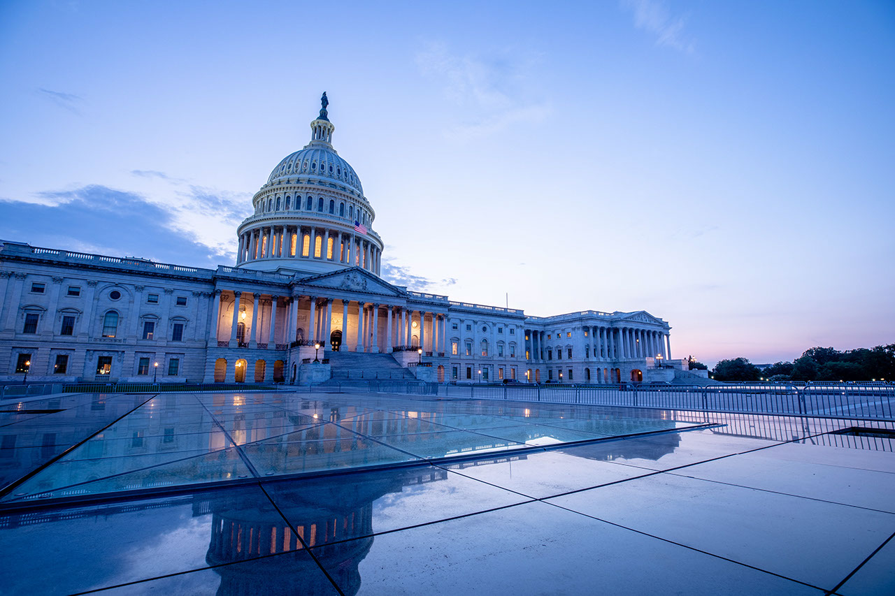 The US Capitol Building at dusk. 1176605881