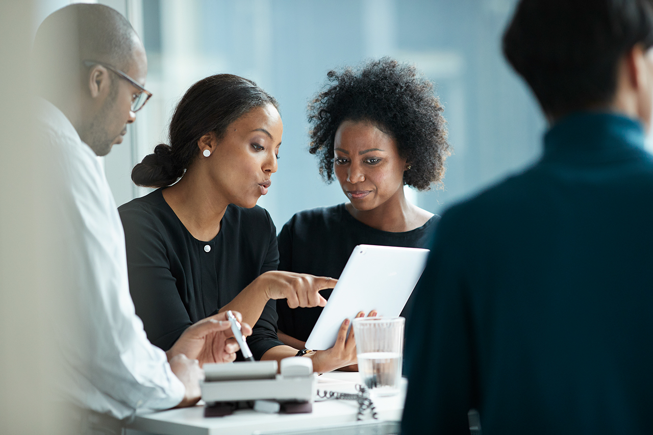 Business people working in high-end modern office